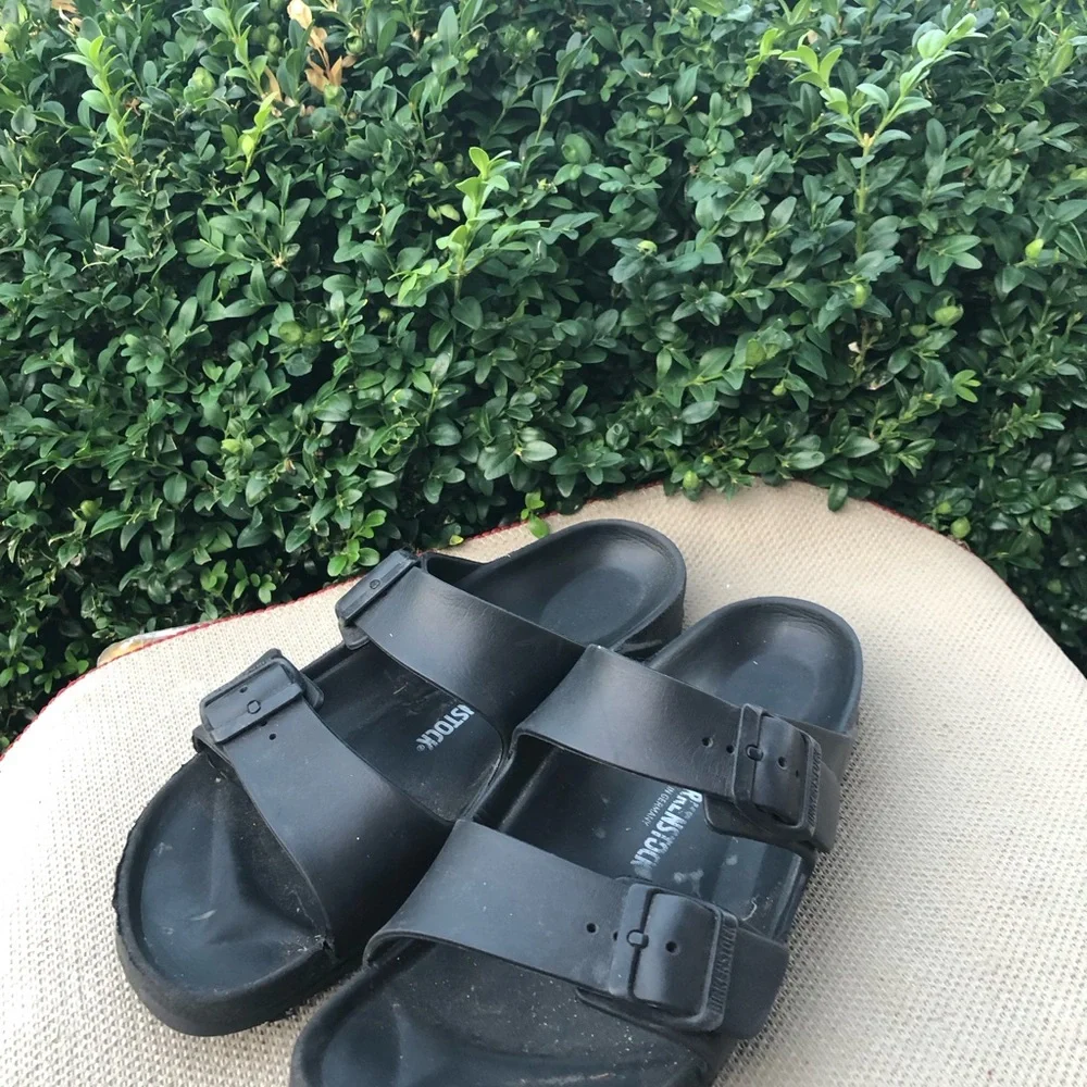 Birkenstock Arizona Exquisite Mens Black Rubber Sandals Size 41/8US